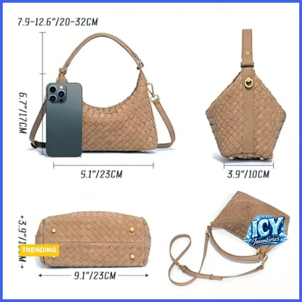 Faux Suede Hobo Bag with Adjustable Strap and Zipper Closure